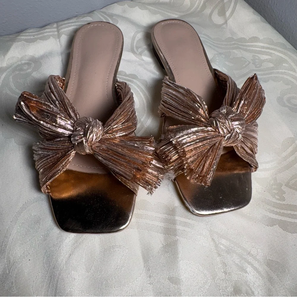 Journee Collection Metallic Bow Sandals